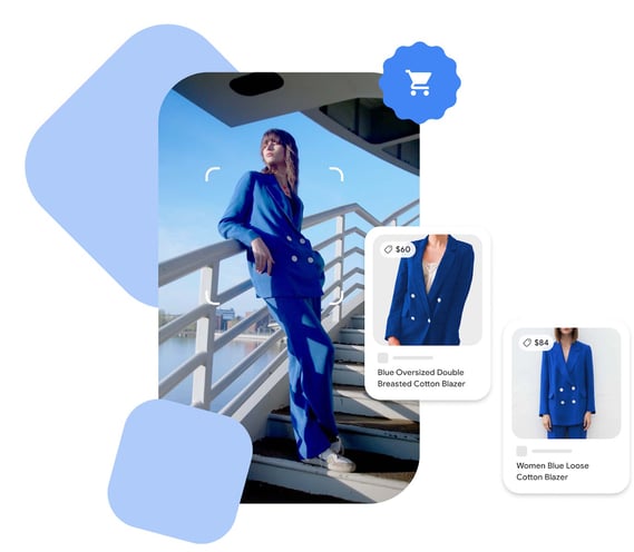 A google lens image of a woman in an outfit for buyers to discover products
